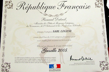 Dipôme Honorifique de « GAZELLE 2005 »